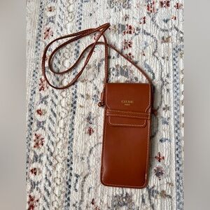 Celine brown eyeglass case phone case crossbody